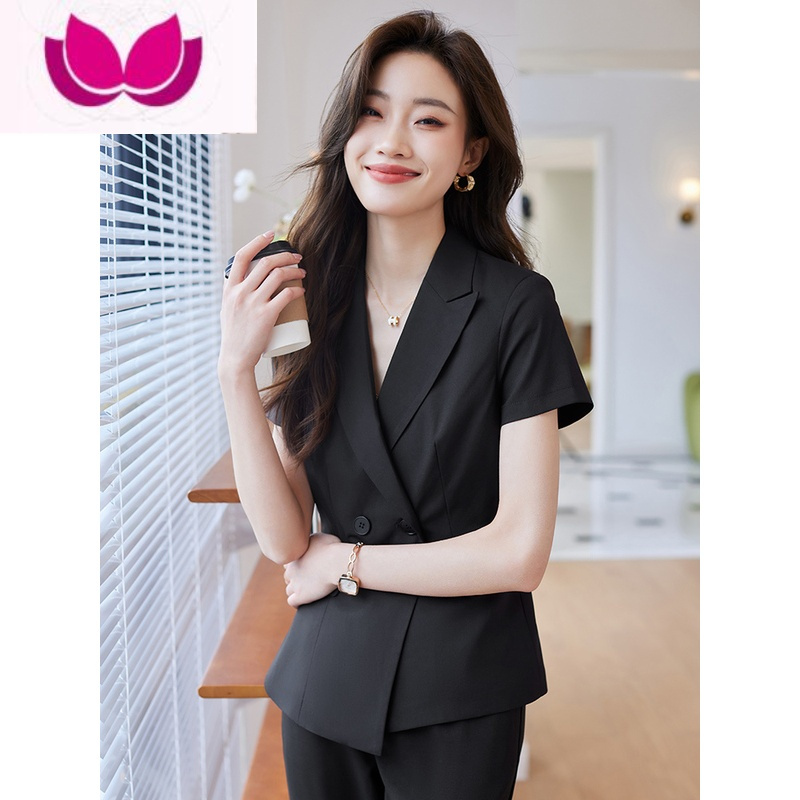七斓短袖西装外套女薄款正装气质经理职业装套装女酒店前台工作服