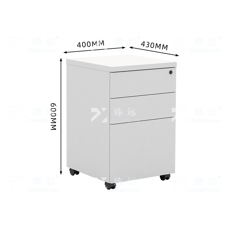 臻远 ZYGW-019活动柜三抽矮柜晨曦白高清大图