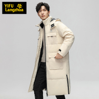伊夫狼爪(YIFULANGZHUA)羽绒服男中长款90白鸭绒连帽外套冬季潮牌大码情侣加厚保暖大衣