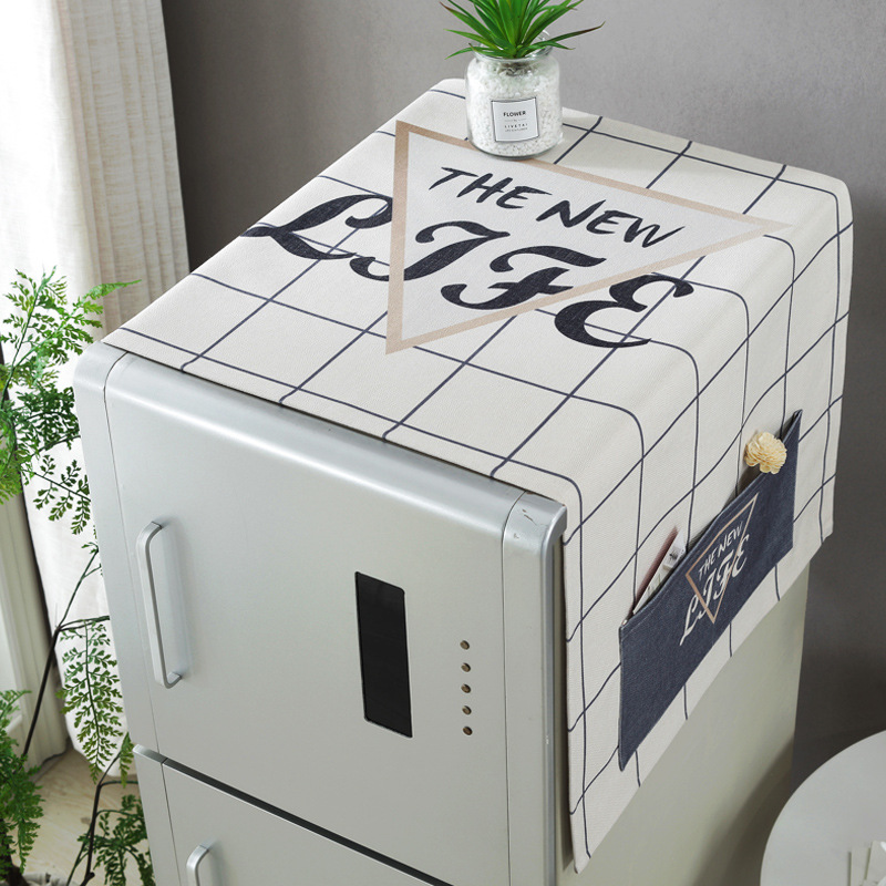 床头柜盖巾棉麻布艺盖布防水防油罩通用烤箱罩防尘罩微波炉罩 LC-07 防水.洗衣机.冰箱[130*50cm]高清大图