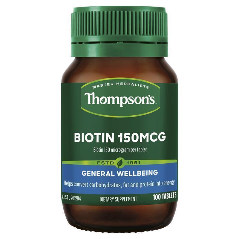 效期至28年2月 Thompson's 汤普森 生物素 150mcg 片剂 100粒 1瓶 脱发白发掉发指甲皮肤 新西兰