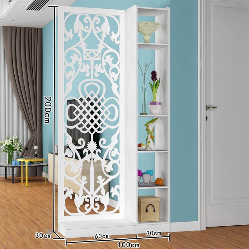 森美人屏风隔断客厅厅置物架现代简约装饰柜镂空花口隔断玄关柜 中国结高度200宽60+柜3012mm板厚