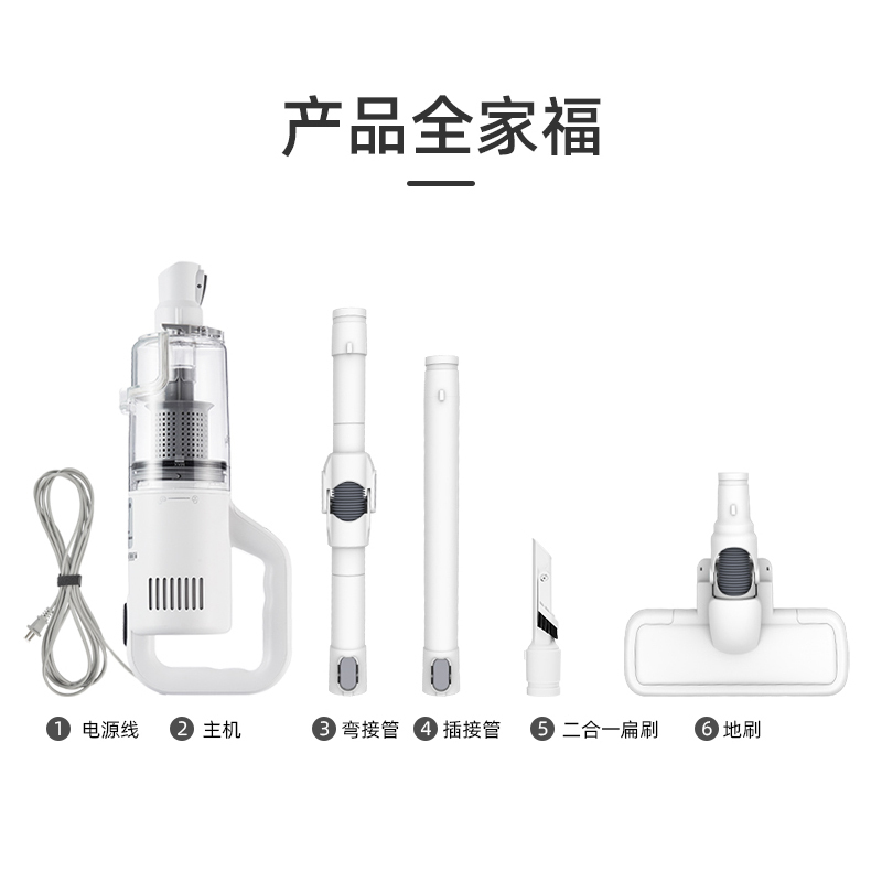 海尔吸尘器家用小型大吸力可弯折手持式迷你大功率真空吸尘机ZL603W海尔白