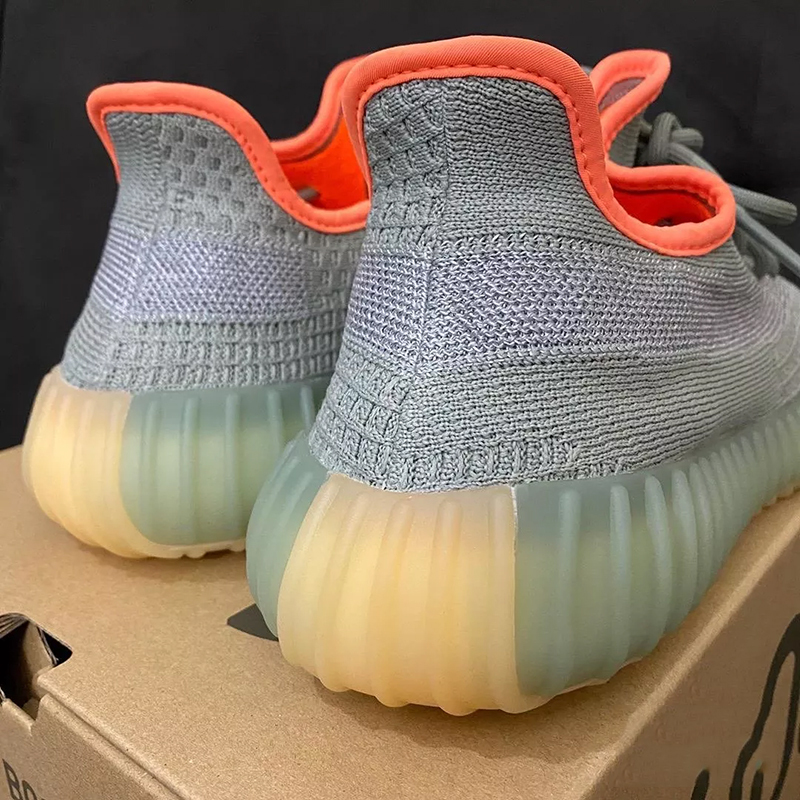 限量潮鞋adidas阿迪达斯yeezy350v2灰橙侧透满天星椰子跑步鞋fx9035