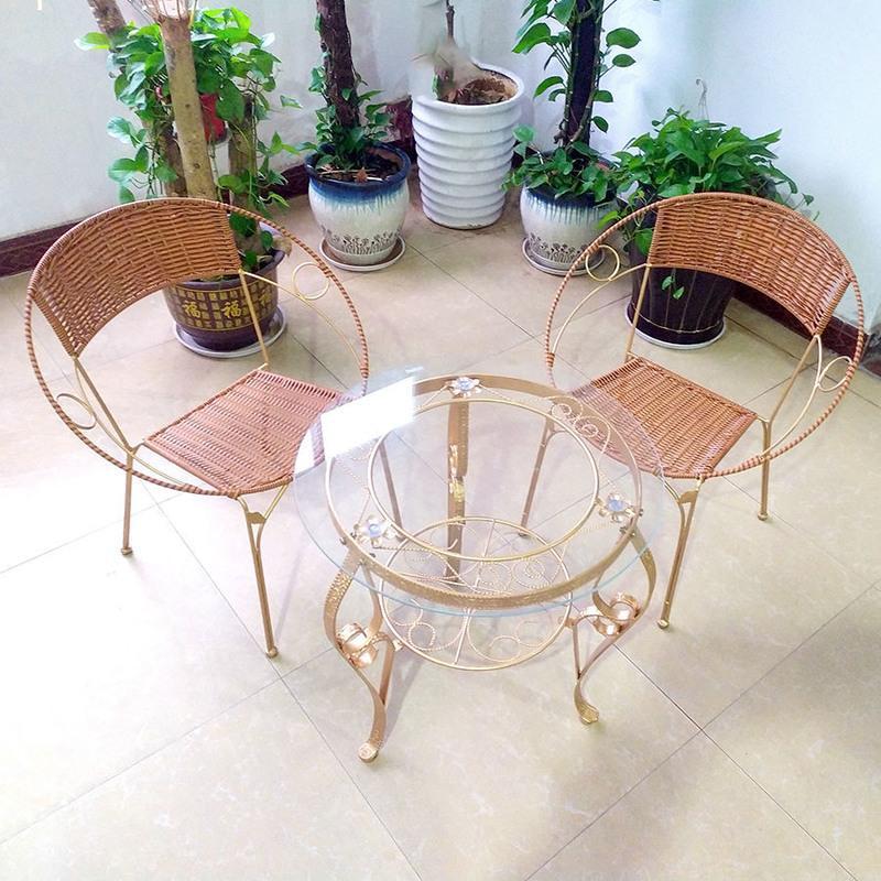 藤椅靠背小藤椅子休闲阳台户外时尚儿童成人家用编织凳桌椅三件套仿古