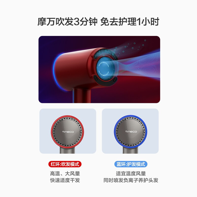 TINECO添可会思考的摩万吹风机护发大功率家用电吹风负离子吹风筒