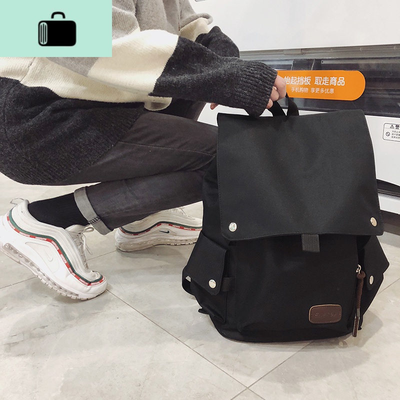 男士翻盖休闲包文艺风电脑背包学生帆布书包双肩包时尚潮流旅行包NEW LAKE 新款五角星高清大图