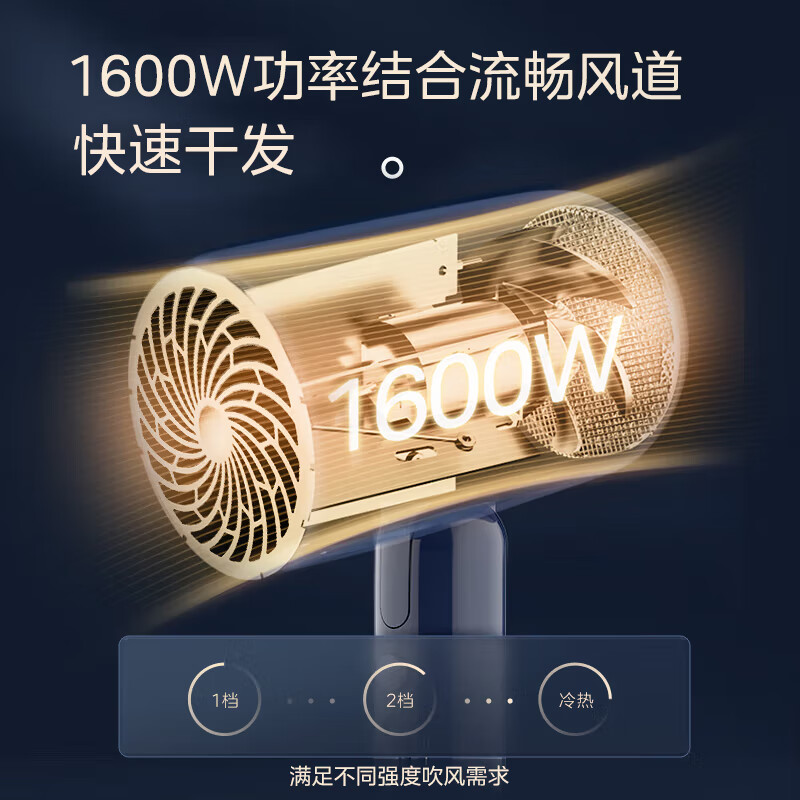 美的(Midea)FZ208 可折叠电吹风八千万负离子大功率家用护发速干不伤发大功率吹风筒家用学生宿舍吹风机节日礼物高清大图