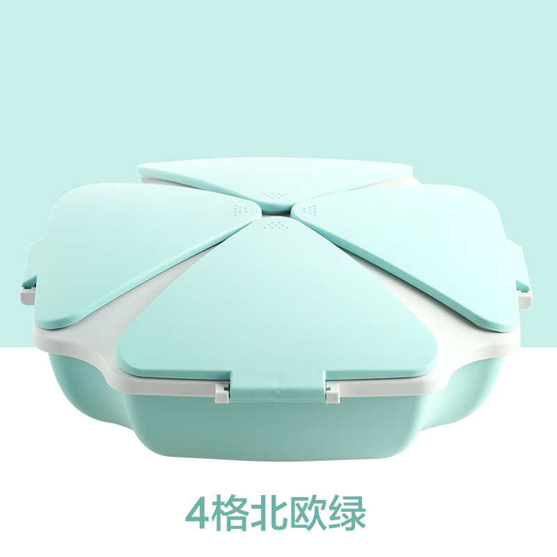 双层分格糖果盘零食盘家用客厅茶几糖果盒干果盘过年瓜子盘收纳盒 4格北欧绿