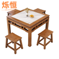 烁恒实木方桌一桌四凳套