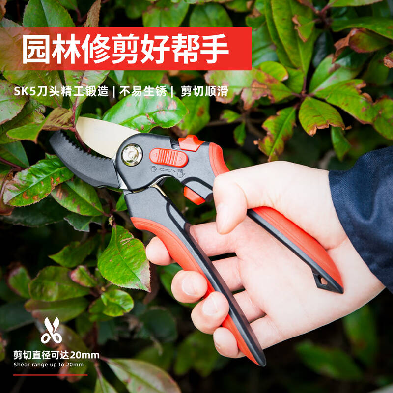 得力工具DL580222双开口修枝剪(新VI)(红)(把)高清大图
