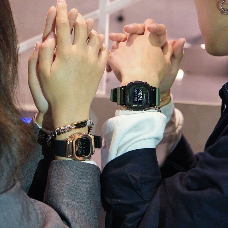 卡西欧CASIO旗舰店手表女2020新款限量小方块g-shock防水运动学生石英表女表青春活力金属配色GM-S5600图片