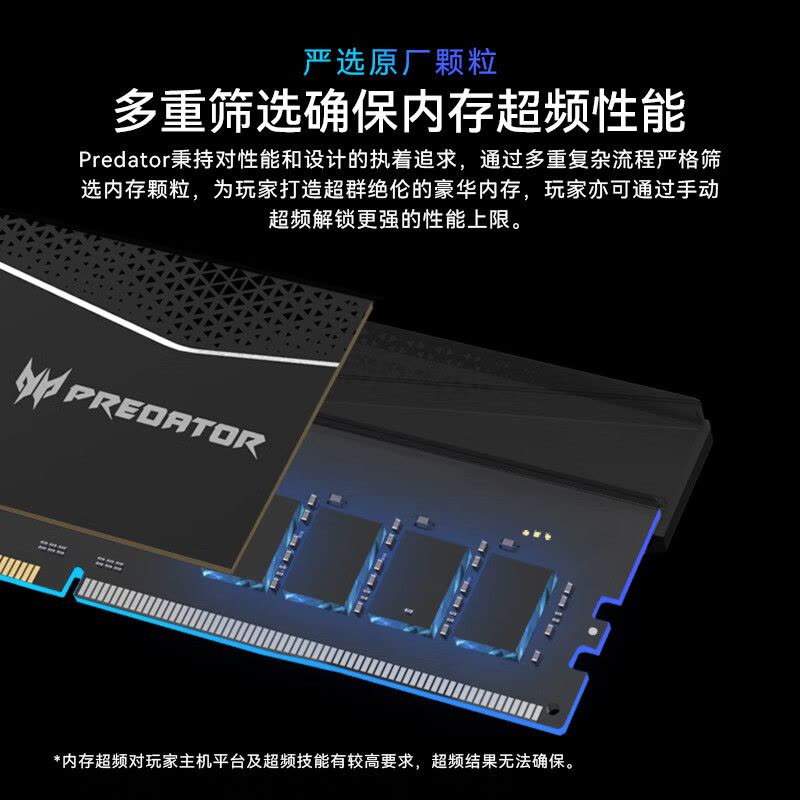 宏碁掠夺者48G(24G×2)套装 DDR5 6000频率 台式机内存条 Pallas II 凌霜系列(C28)石耀黑图片