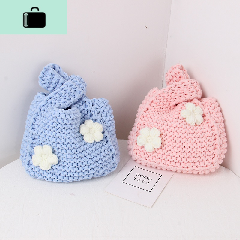 手工编织包包日系手提手腕包女清新花朵毛线钩针diy手工包材料包new