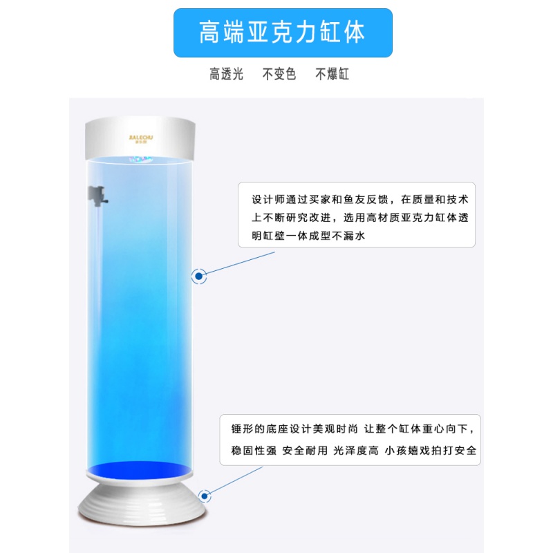 鱼缸客厅小型圆柱鱼缸立式金鱼水族箱亚克力免换水生态落地高清大图