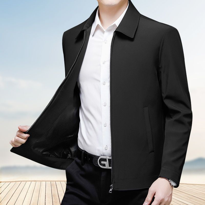 秋冬中年男士夹克外套宽松棉衣中老年人男装衣服加绒加厚爸爸外套莎丞