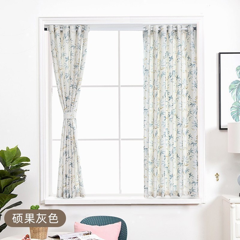 美帮汇免打孔隔断帘帘遮光北欧简约厨房卧室房间窗帘布遮阳挡风款 硕果灰 宽1.2*高1.8米单开送杆『适合宽70-110厘米』