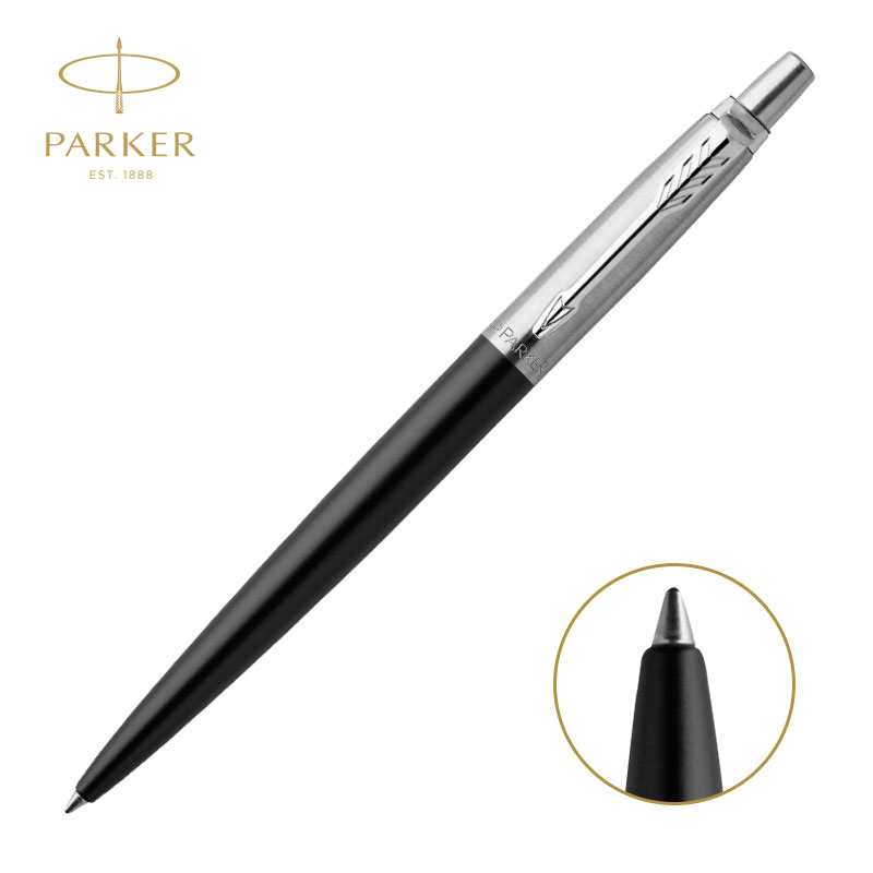 派克PARKER 签字笔 Jotter乔特系列邦德街黑白夹凝胶水笔 中性笔 学生办公通用日常书写原子笔0.55mm黑笔芯