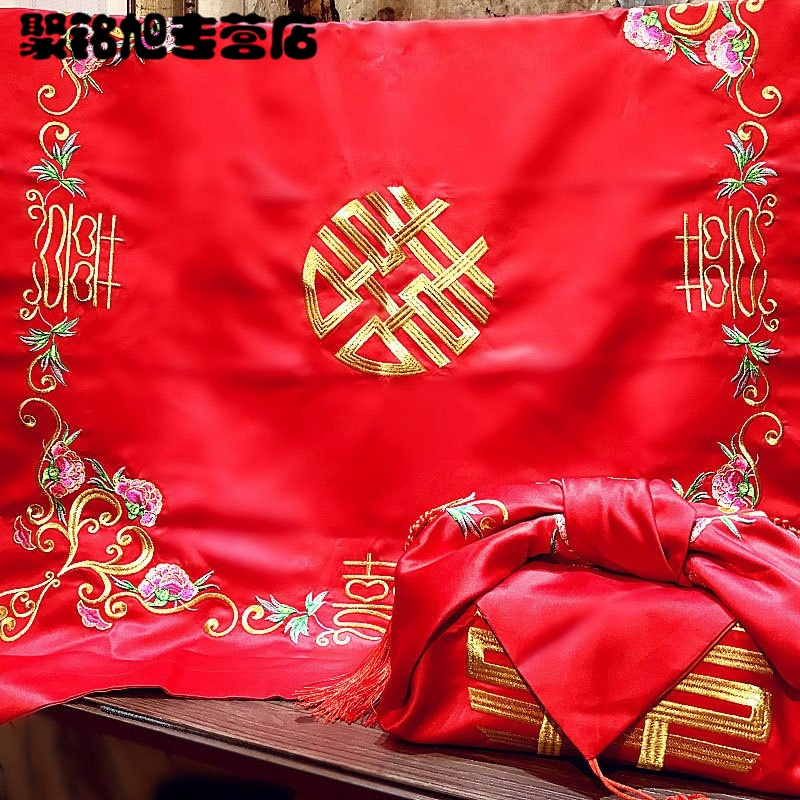 结婚包袱皮大烫金刺绣包盆包被红布婚庆包裹布加厚加大生活日用家庭清洁生活日用缝纫配件/辅料/配饰丝带/绸带