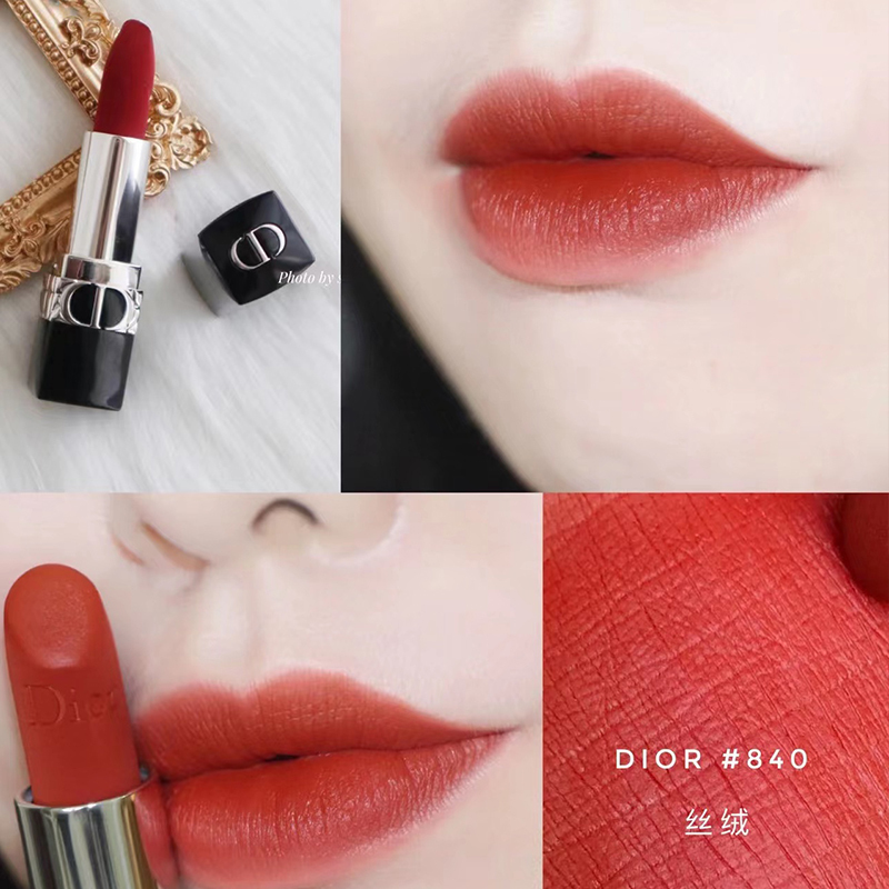 dior迪奥口红新款烈艳蓝金丝绒唇膏35g840枫叶砖红保湿显色