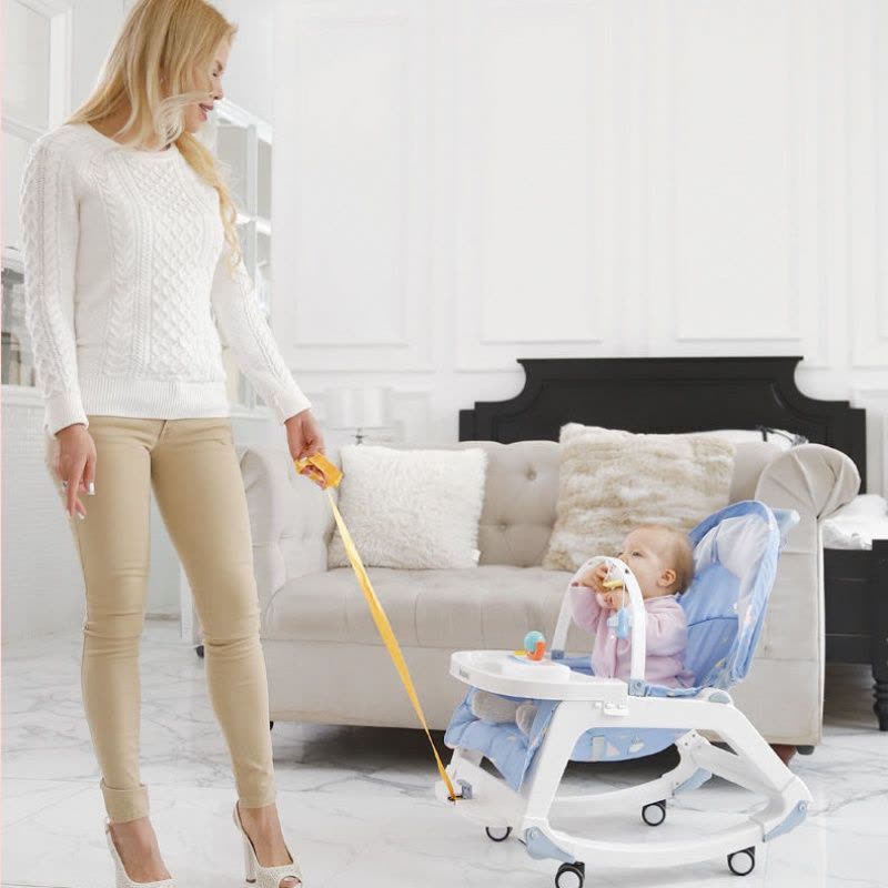 婴儿摇摇椅宝宝躺椅儿童摇篮椅睡床餐椅滑行万向轮哄娃图片