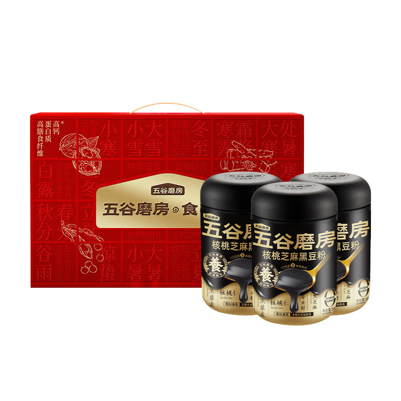 五谷磨房食品礼盒1638g核桃芝麻黑豆粉带陶瓷杯食养礼经典款