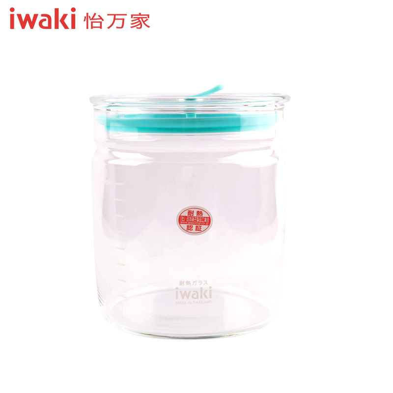 [百年品牌,精致生活,高端耐热玻璃水壶]TAMIX-4T1C怡万家iwaki耐热玻璃马卡龙4件套薄荷绿(密封罐+冷水壶)高清大图