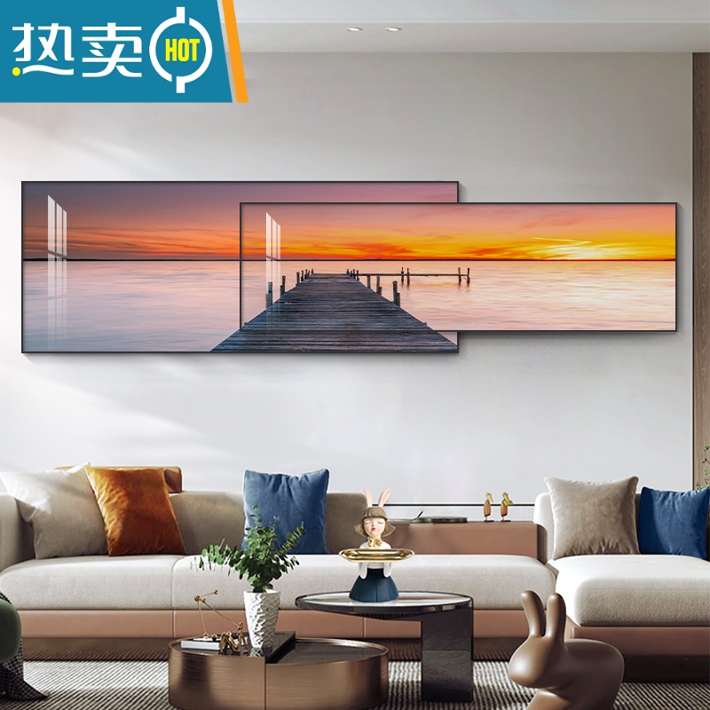 敬平北欧海景客厅装饰画现代简约沙发背景墙挂画大气唯美风景叠加壁画高清大图