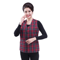 迪鲁奥(DILUAO)【品质女装】春秋女中老年马甲布口袋奶奶大码马夹修身内外穿妈妈无袖薄款坎肩 红色 4XL