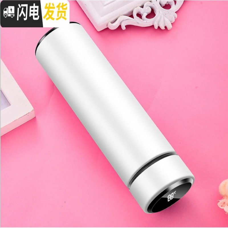 三维工匠车载智能保温杯男测温水杯温度显示触摸感温多功能304不锈钢 白色高清大图