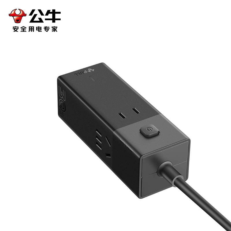 公牛bullMCB303盒装卵石灰30W便携插座3*1.0-1.5m高清大图