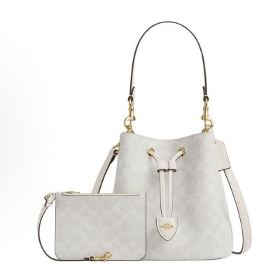 COACH蔻驰女包 Rowan 22 品牌徽标经典 皮革 水桶包手提包 小号 女款 棕色CBH07-IMXHE CBH07-IMXU5