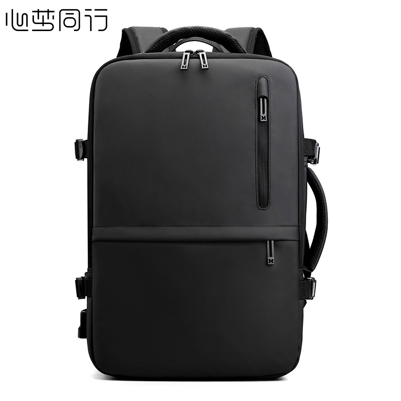 心梦同行大容量双肩包通勤电脑包 双把手背包 USB充电扩容书包 手提商务包 黑色1904/个