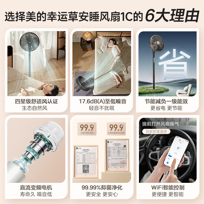 美的(Midea) 电风扇落地扇家用大风量摇头电扇宿舍轻音低噪智能扇 直流变频一级能效 SDI30DS(遥控款)高清大图
