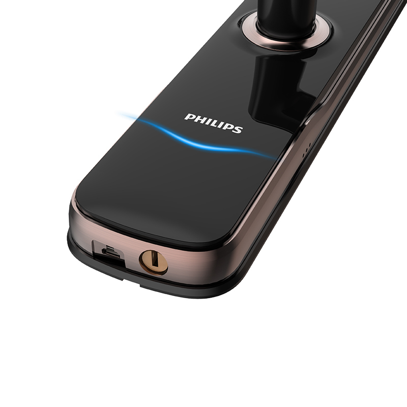 飞利浦(PHILIPS)DDL602K 智能锁指纹锁家用自动执手密码锁 智控防盗门电子锁 红古铜