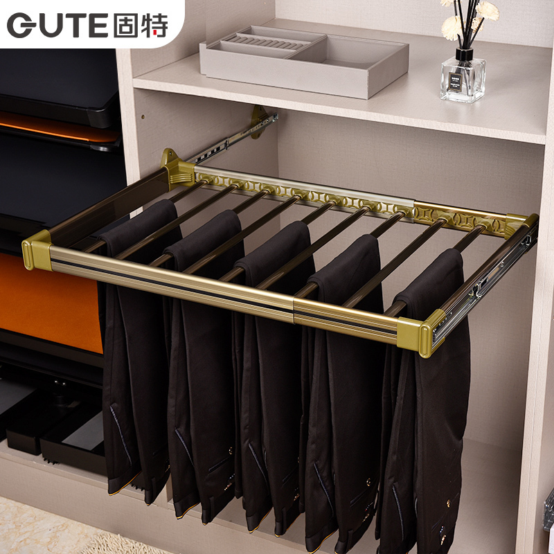 固特(gute) 可抽拉伸缩裤架侧装推拉柜裤架裤抽衣柜五金 含轨道