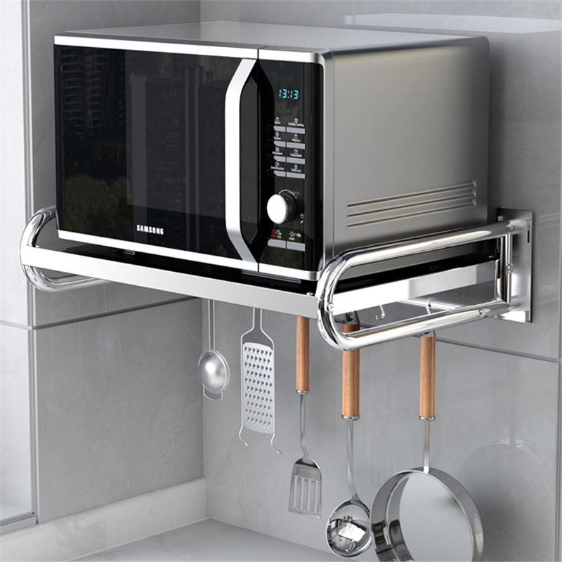 打孔304不锈钢厨房微波炉架子邦可臣置物架壁挂式挂墙上烤箱挂架支架