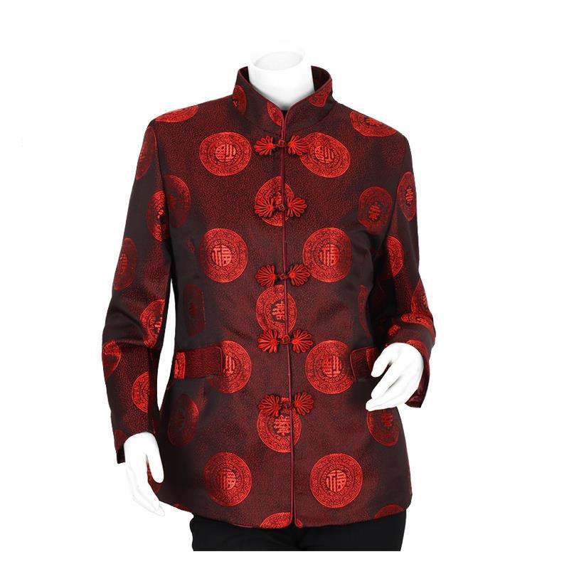 yuansu爷爷奶奶生日过寿中老年人情侣唐装男士过80大寿冬装棉衣暗红