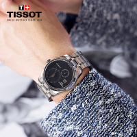 [低至5折]天梭(TISSOT)瑞士手表库图系列日历窗格双表盘设计背透钢带男士机械表T035.428.11.051.00