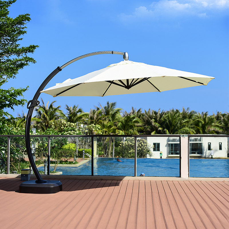 紫叶露台遮阳伞户外伞户外太阳伞庭院伞罗马伞室外伞花园别墅吊伞 大弯伞4米圆【配豪华款160KG升降轮水箱送伞套