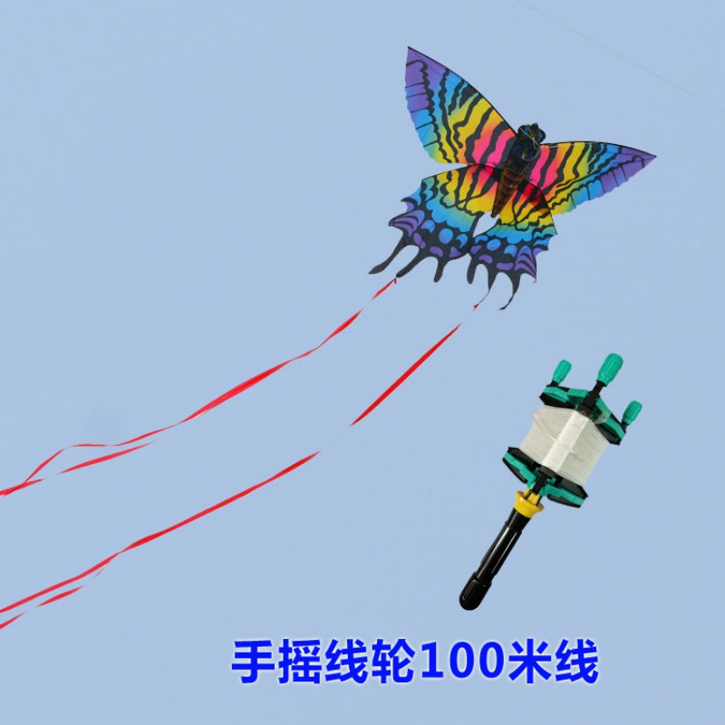 2019新款3D立体长尾蝴蝶儿童微风易飞初学者成型小号风筝创意 三维工匠 立体紫蝴蝶配手摇轮100米线高清大图
