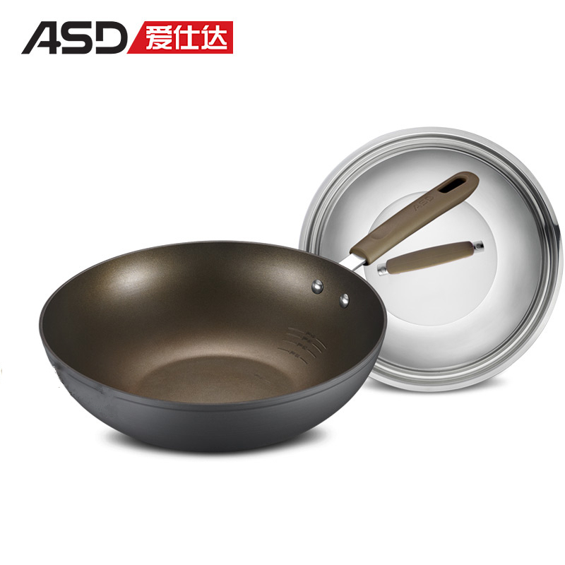 ASD/爱仕达CL32Y2Q平底不沾锅 30cm家用无油烟炒锅油炸平底锅电磁炉燃气通用