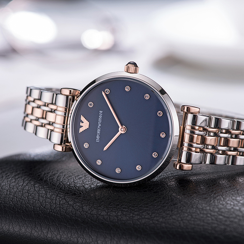 emporioarmani阿玛尼满天星手表石英表女盘镶钻腕表时尚百搭情人节