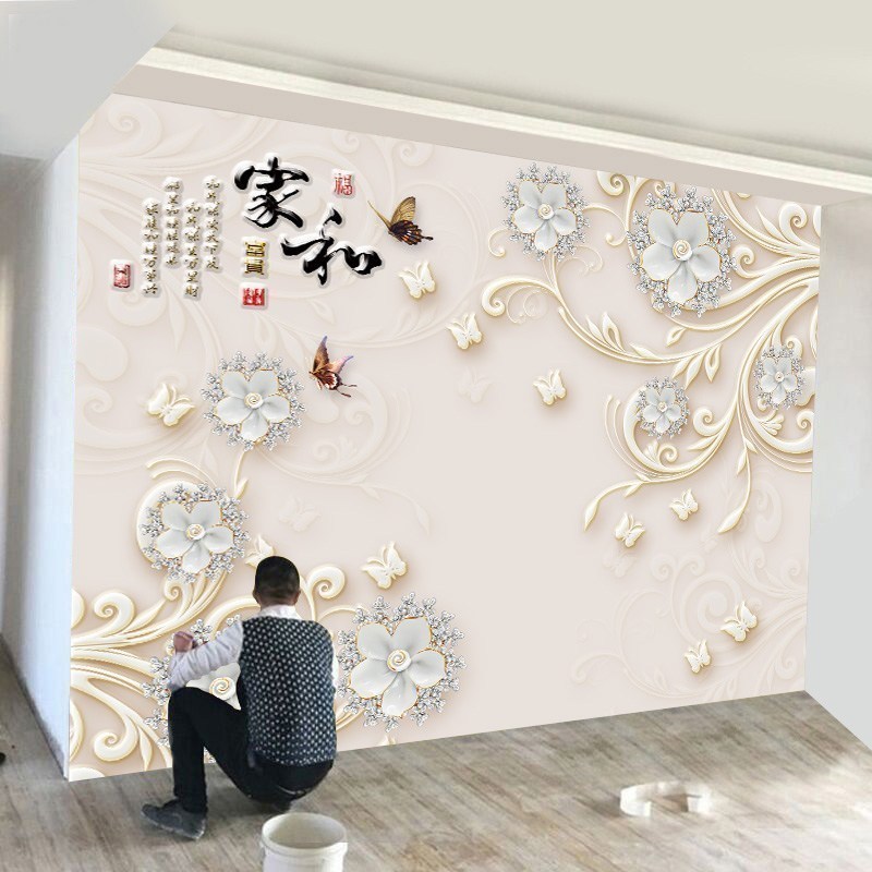 定制客厅大气电视背景墙现代简约8D装饰壁画D立体中式无纺布墙纸高清大图