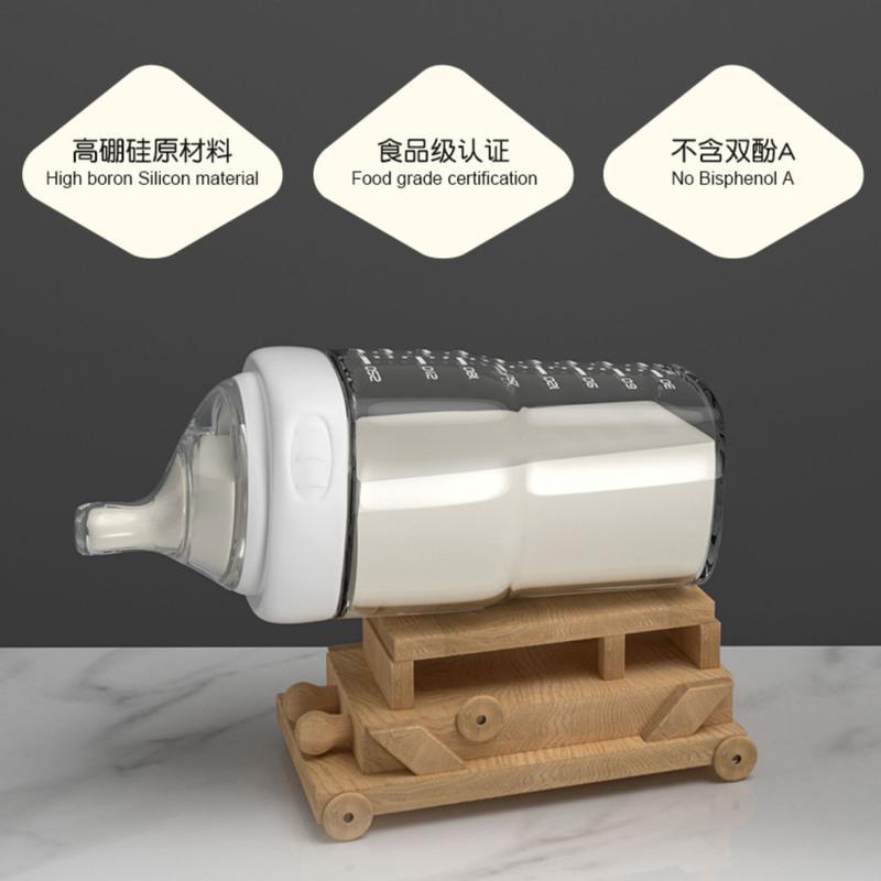 Peier方形高硼硅玻璃奶瓶防胀气防呛初生奶瓶断奶神器150ml/250ml 绿色 150ml 1孔(0-3个月)