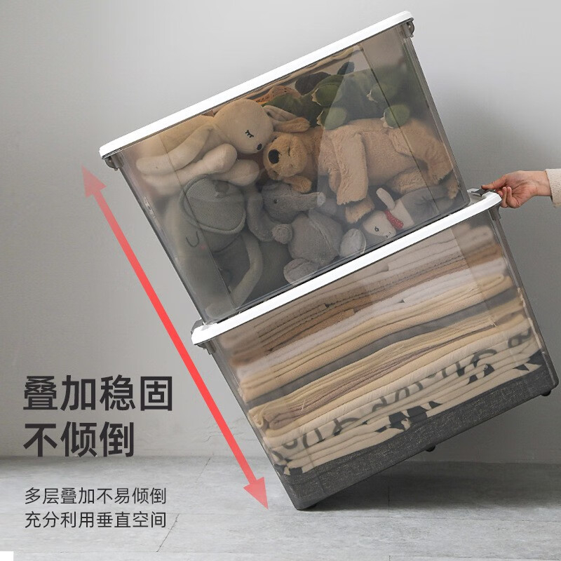 禧天龙(Citylong) X-6324围典收纳箱4个装(透明白)塑料整理收纳箱家用衣服被子储物箱子透明收纳箱高清大图