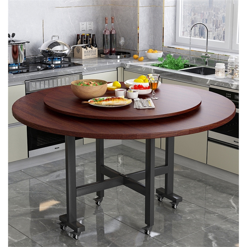 大圆桌家用10人饭桌酒店餐桌闪电客带转盘饭店家庭聚餐火锅桌子可折叠