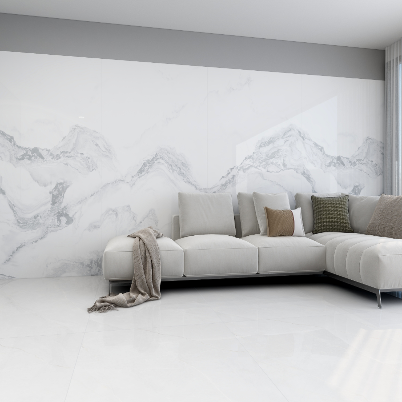 蚂蚁乐居贵族系列中式山水画客厅影视墙瓷砖电视背景墙12002400