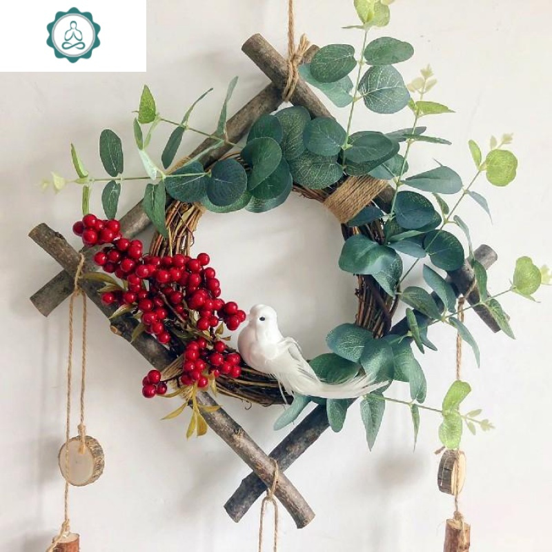 松果装饰diy手工制作松塔麻绳创意干花干树枝道具拍摄摆件松球 封后 四方挂件白鸽 干树枝