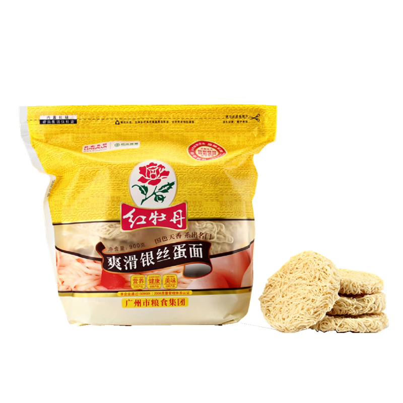 红牡丹 爽滑银丝蛋面900g